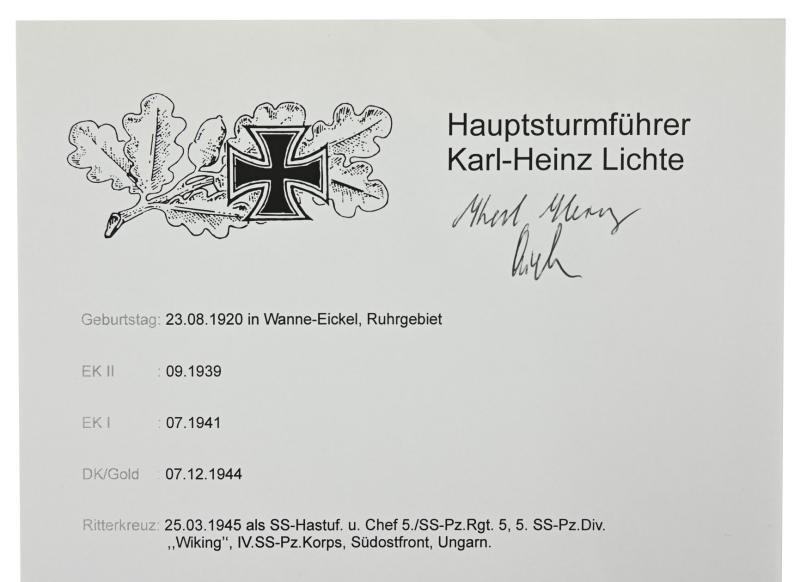 Signature of Wehrmacht (Heer) KC Recipient 'Karl-Heinz Lichte' — image 7