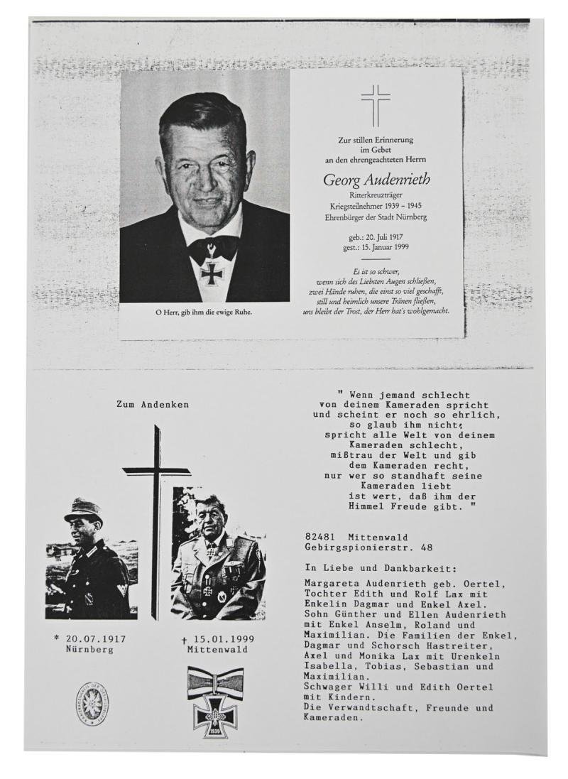 Signature of Wehrmacht Heer KC Recipient 'Georg Audenrieth' — image 6