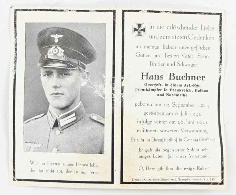 German WH Deathcard 1942 — image 2