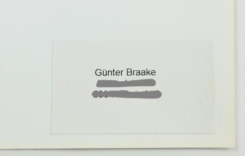 Signature of Wehrmacht Heer KC Recipient 'Günter Braake' — image 4