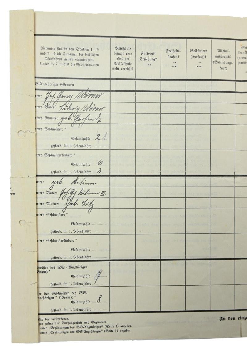 German SS 'Erbgesundheitsbogen' Form — image 4