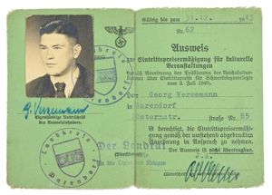 German Third Reich Art Entrance Pass