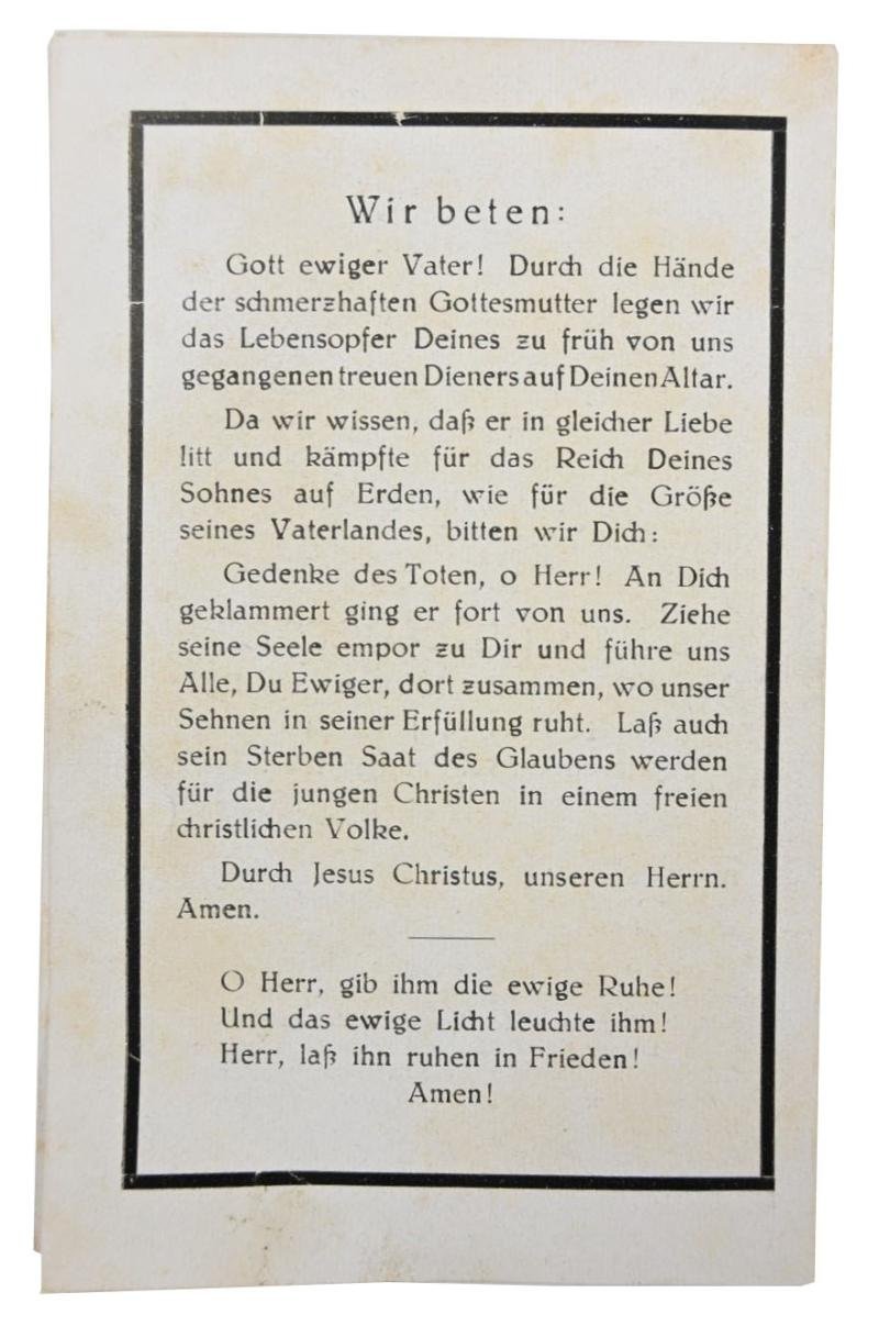 German WH Deathcard 'Gefr. Karl Immesberger' — image 3