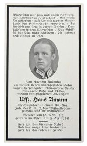 German WH Deathcard 'Uffz. Hans Umann'