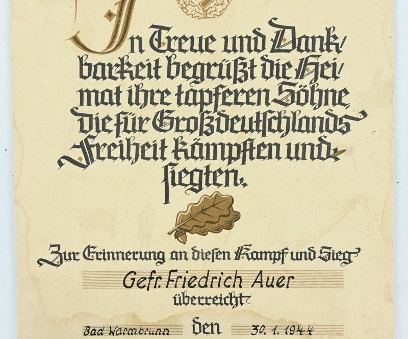 German WH Death Certificate 'Gefr. Friedrich Auer' — image 3