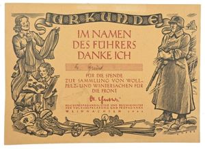 German Third Reich War Effort Certificate