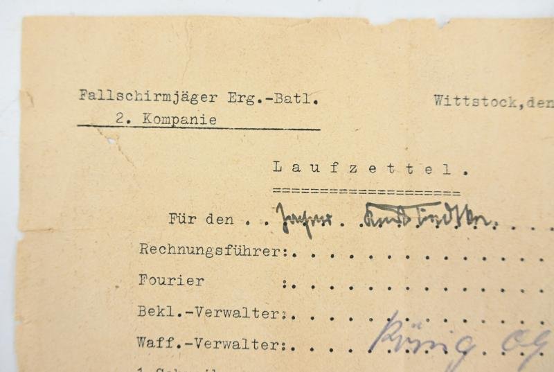 German LW FSJ Laufzettel paper — image 2