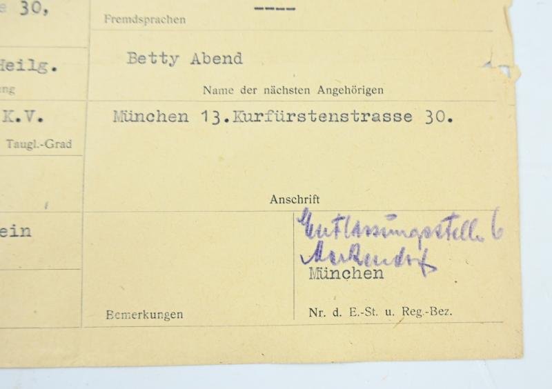 German LW Paratrooper Record 'Tobias Abend' — image 2