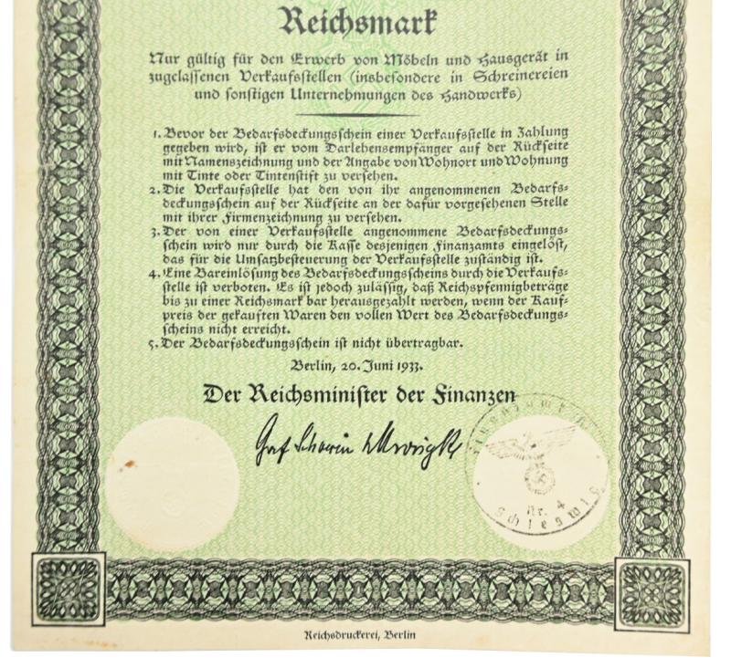 German Third Reich Era Marriage Loan Certificate — image 5