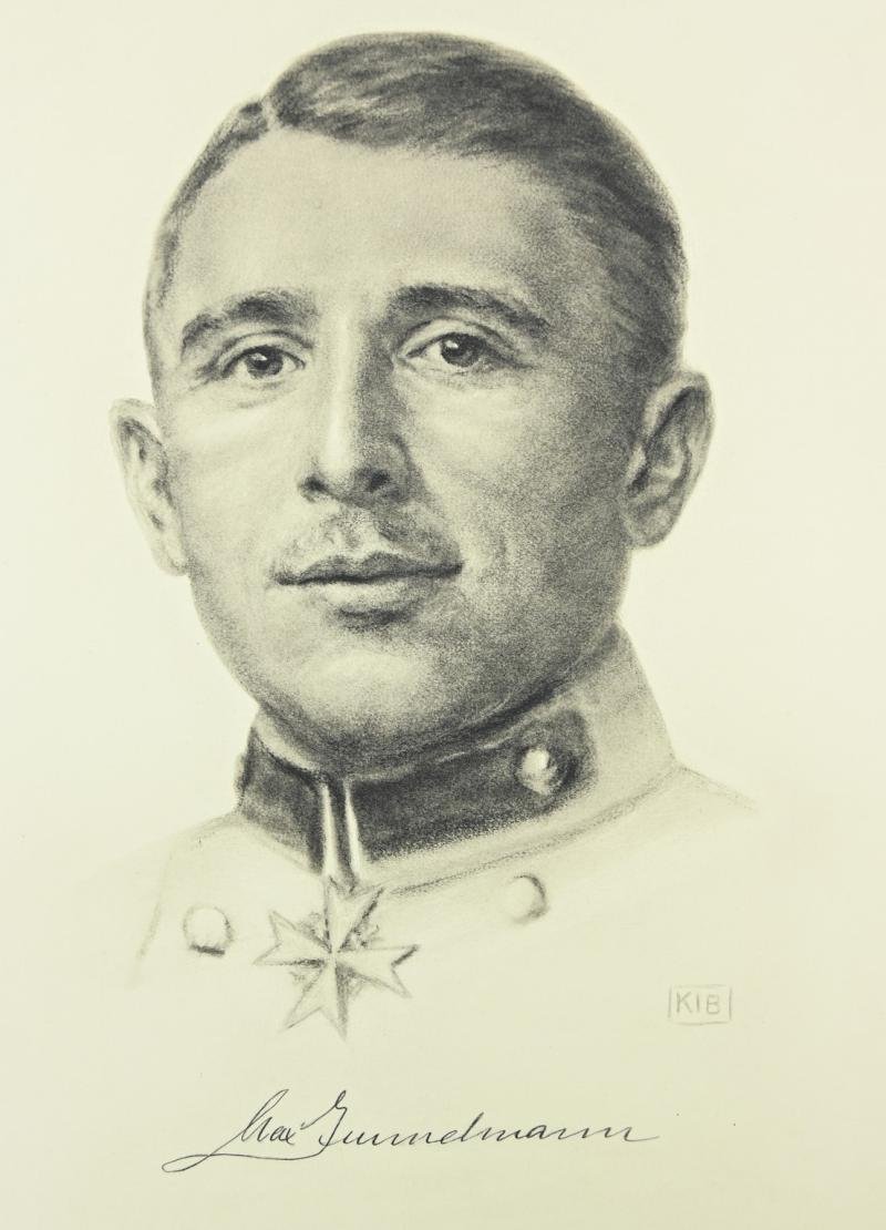 German Portrait Print/Litho of Flying Ace Max Immelmann by K.J.Böhringer — image 2
