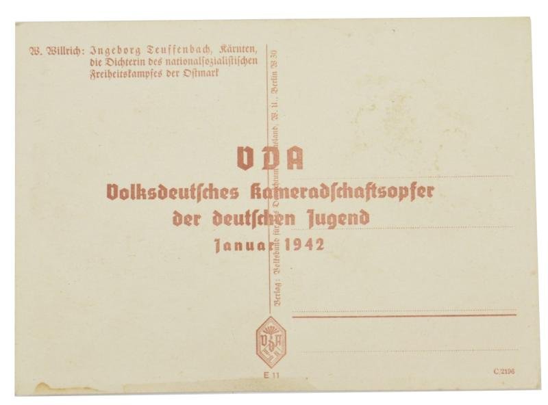 German Willrich Postcard 'Ingeborg Teussenbach' — image 2