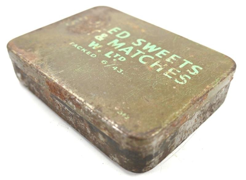 British WW2 Tin can of Boiled Sweets, Salt & Matches — image 2