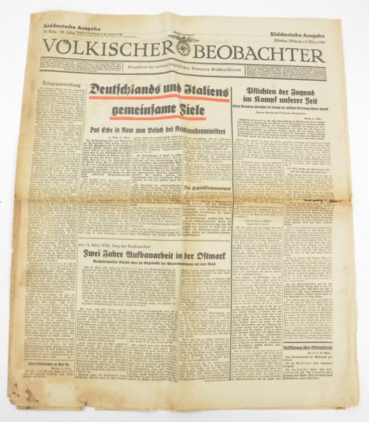 German Newspaper Volkischer Beobachter 13 March 1940 — image 3