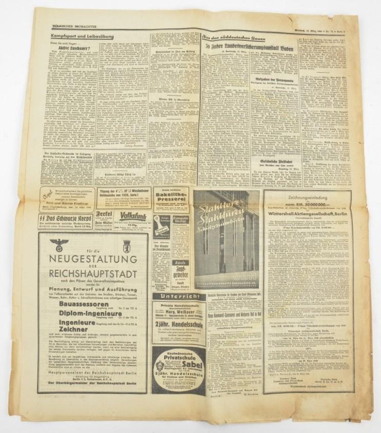 German Newspaper Volkischer Beobachter 13 March 1940 — image 4