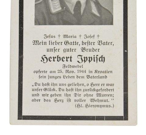 German LW Deathcard 'Herbert Ippisch' — image 2