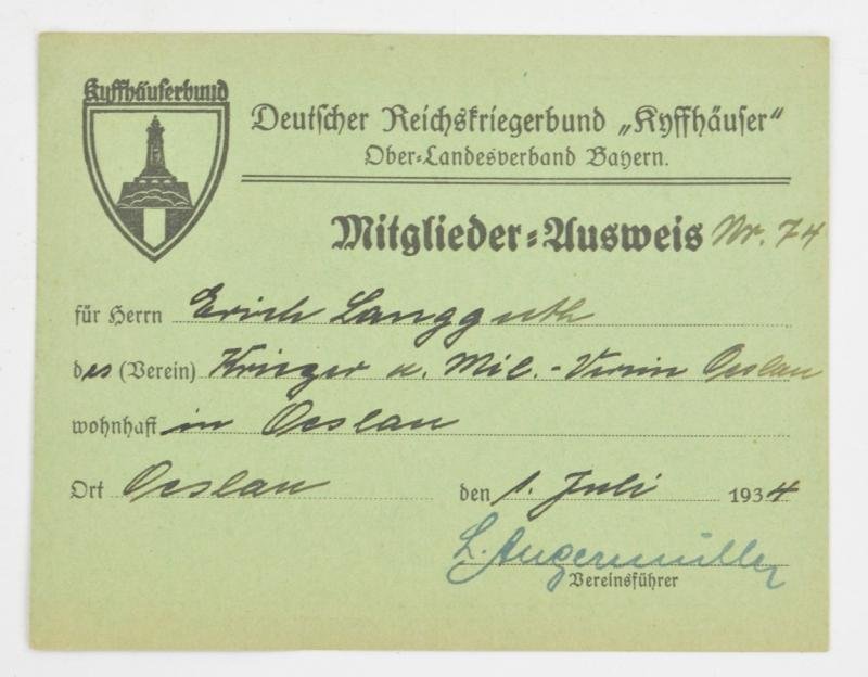 German Kyffhauserbund Memberpass Grouping — image 12