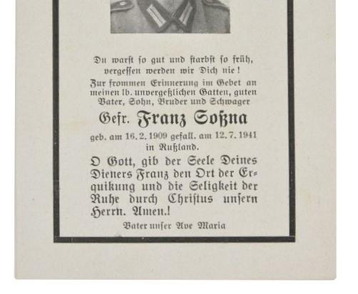 German WH Deathcard 'Franz Gozna' — image 2