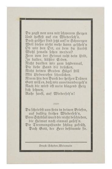 German WH Deathcard 'Franz Gozna' — image 3