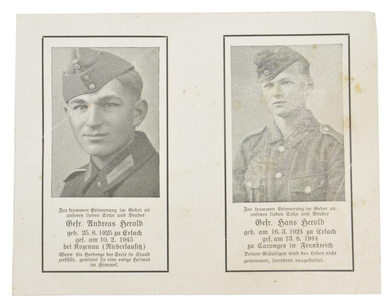 German Rememberance Deathcard Father & Sons — image 3