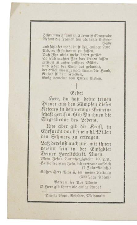 German Rememberance Deathcard Father & Sons — image 6