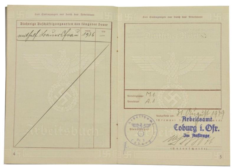 German Third Reich Workers Pass — image 4