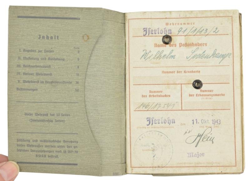 German WH Wehrpass Wilhelm Sodenkamp — image 2