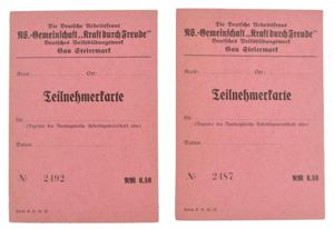 German NS KdF Participant Cards