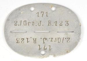German WH Dog-tag '2./Grz.J.R.123'