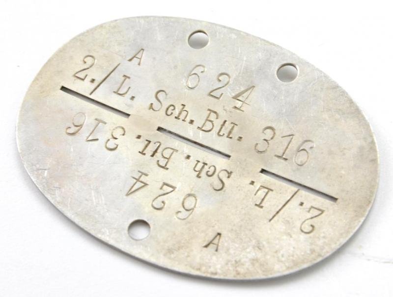 German WH Dog-Tag '2./L.Sch.Btl.316' — image 2