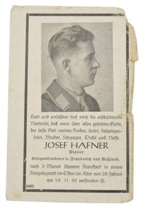 German WH Deathcard 'Josef Hafner'