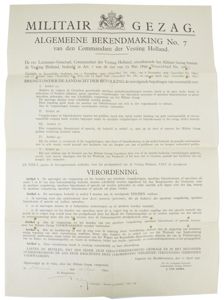 Dutch Military Authority Poster 'Regulation'