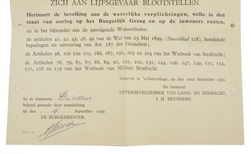 Dutch Military Authority Poster 'In State of War' — image 2