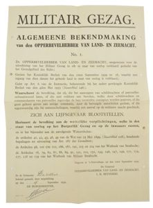 Dutch Military Authority Poster 'In State of War'