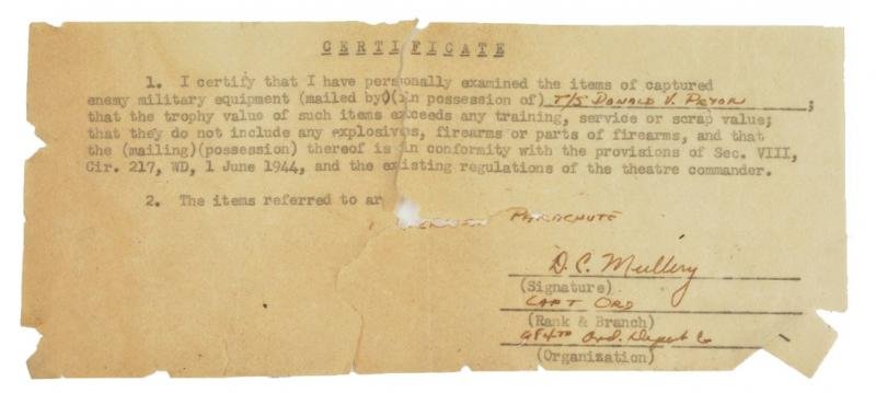 US WW2 War Trophies Certificates — image 4
