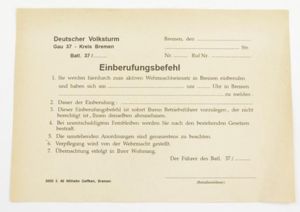 German Volksturm Battalion 37 Call Command Paper