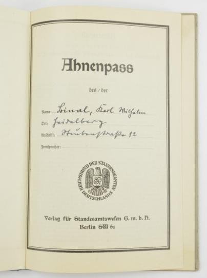 German Third Reich Period 'Ahnenpass' — image 2