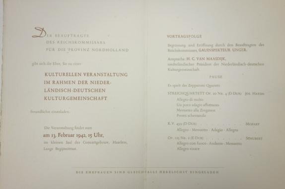 German Art Gallery Invitation Reichskommissar Nord-Holland Gau Inspektor Unger — image 3