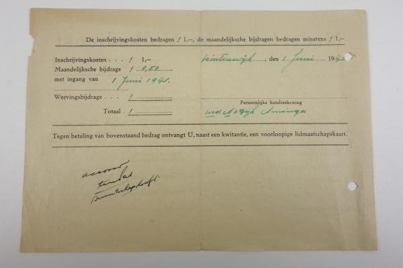 Dutch registration form of the Dutch “Volksdienst' — image 2