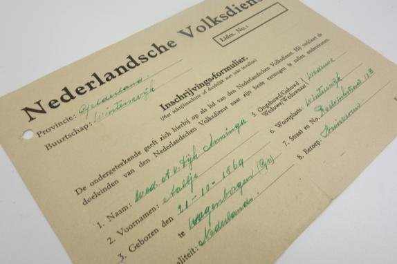 Dutch registration form of the Dutch “Volksdienst' — image 3