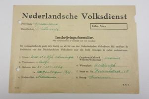 Dutch registration form of the Dutch “Volksdienst'