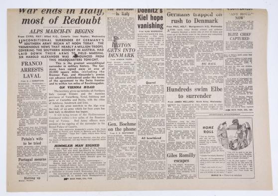 British 'Daily Express' Newspaper 3 May 1945. — image 2