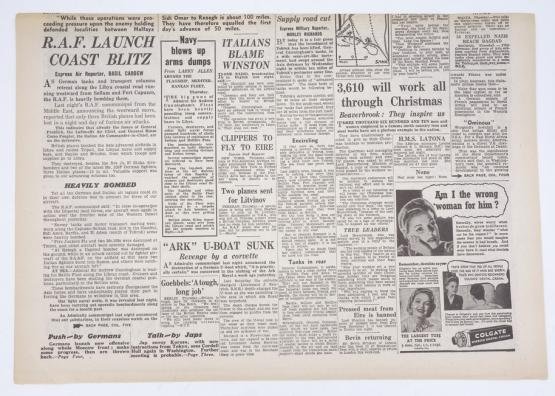 British Daily Express Newspaper 21 November 1941 — image 2