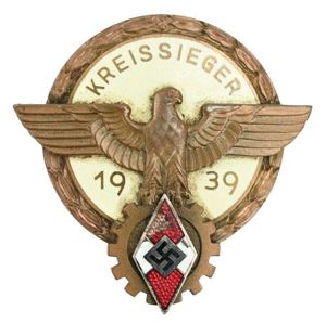 German Hitler Youth 'Kreissieger 1938' badge