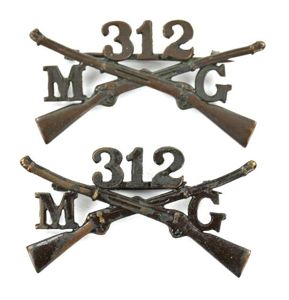 US WW1 312th MG Battalion officer collar rifles
