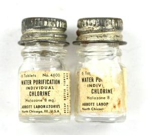 US WW2 Small Bottles of Purifying Tablets