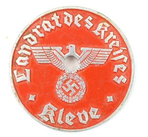 German Third Reich License Plate Tag 'Kleve'