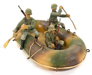 German Elastolin Toy Figures in boat
