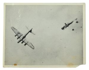 USAAF Press Photo 'Shot down B-17 Flying Fortress'