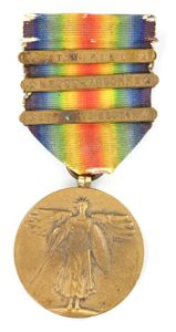 US WW1 Victory Medal with 3 Clasps