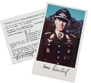 Singnature of LW Knight's Cross with Oakleaves Recipient Franz Kieslich